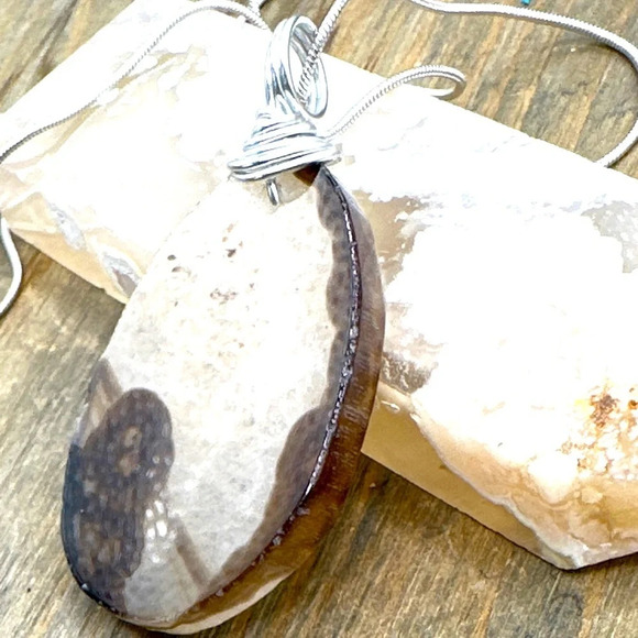 Laguna/ crazy lace agate silver medallion pendant happiness and courage chunky - Picture 4 of 9